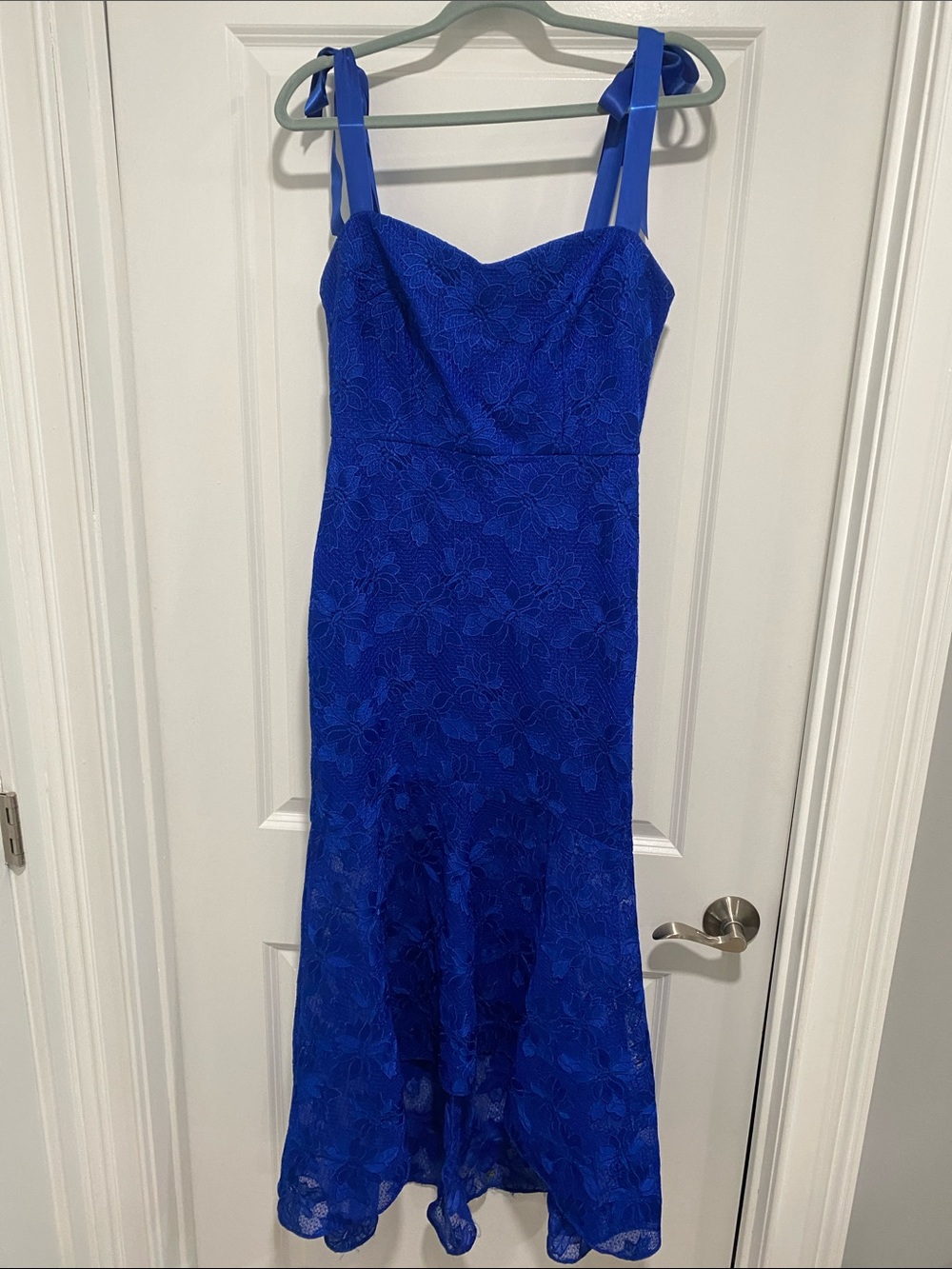 Saks Fifth Avenue Aidan Mattox Lace Royal Blue Mermaid High-Low Dress